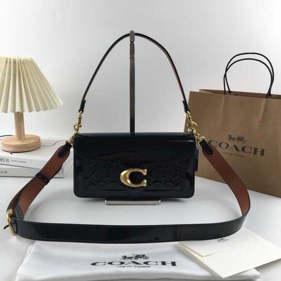 COACH Black Tabby Shoulder Bag 26 In Signature Leather CM554 New Outlet